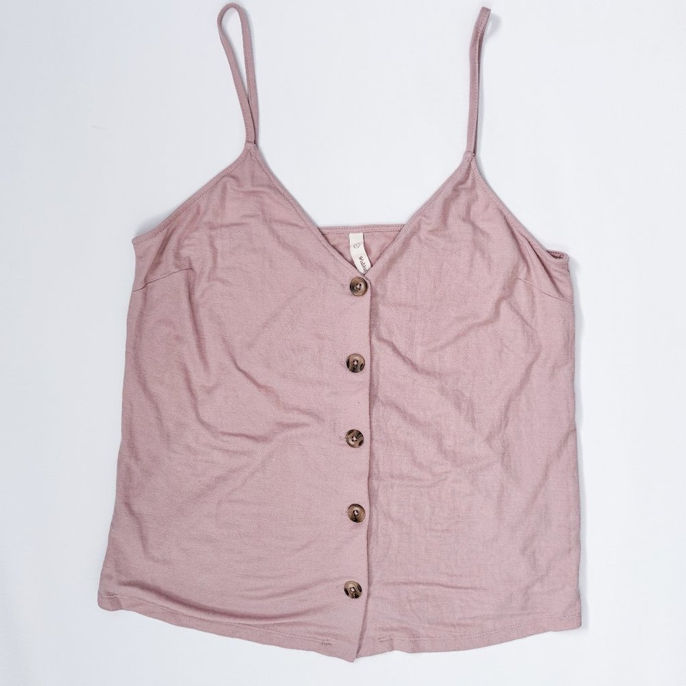 Wishlist dusty rose tank top tank top with tortoise shell buttons (Size Large)